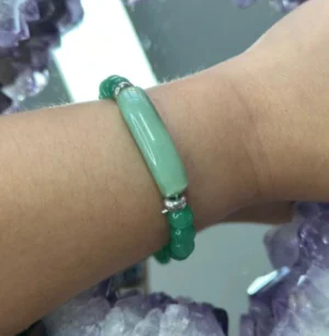 Pulseira Esfera com Pingente – Quartzo Verde
